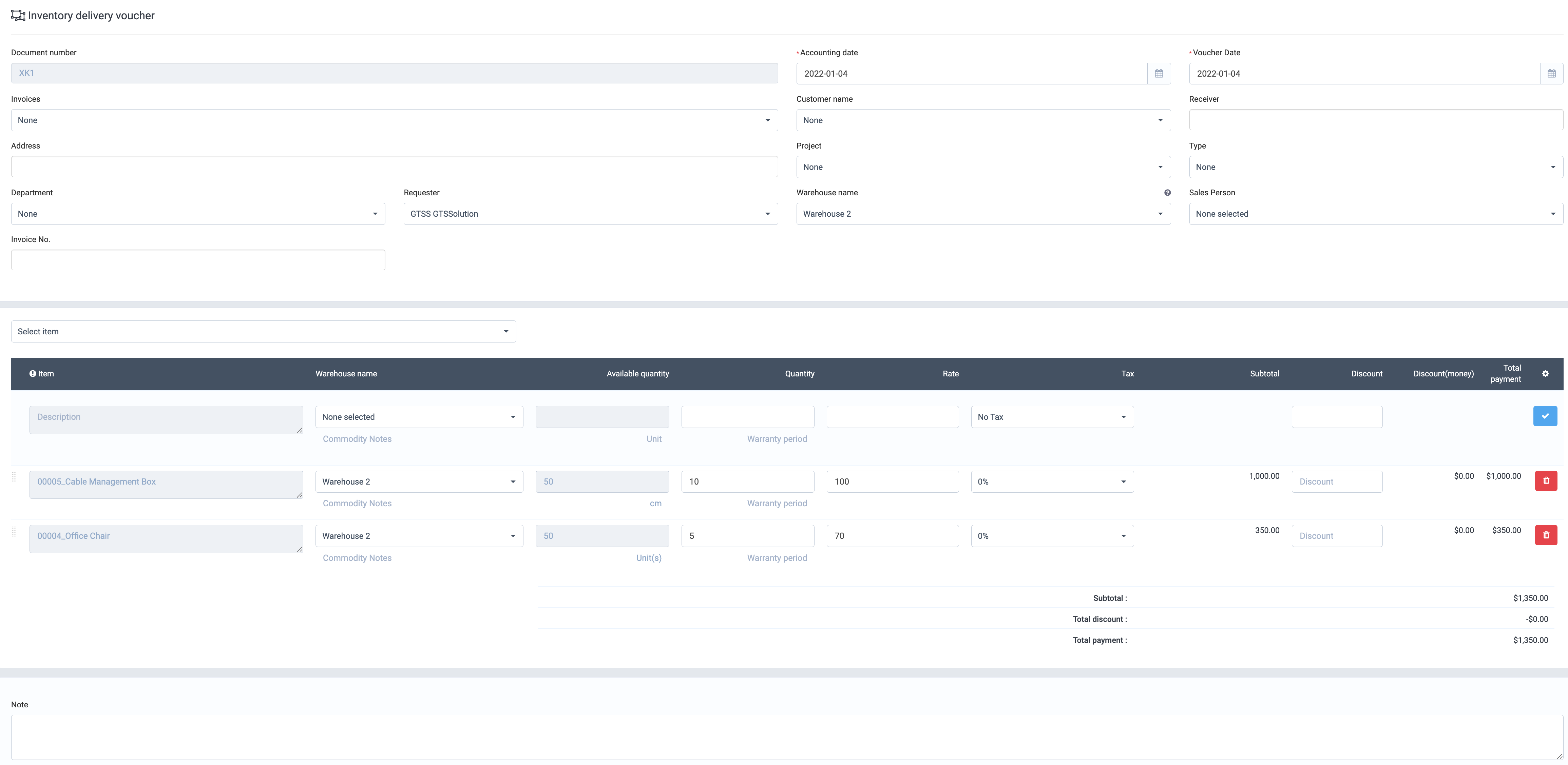Delivery Note Management
