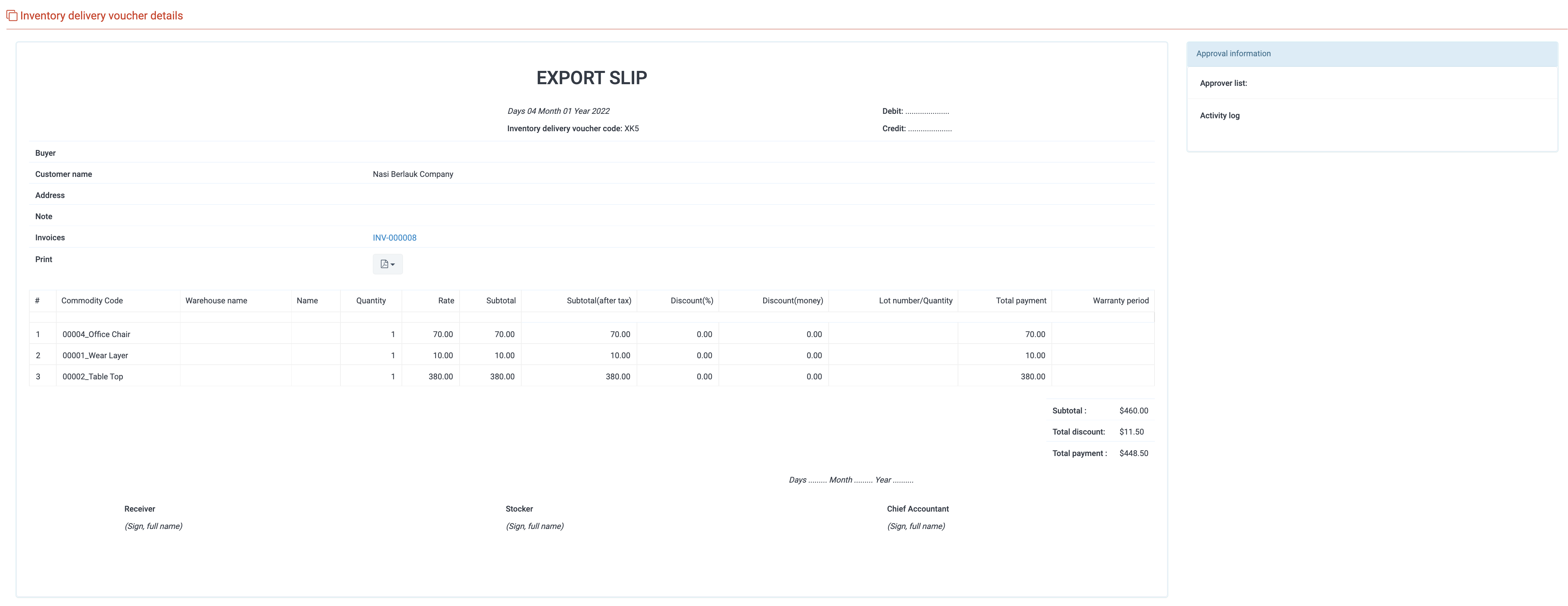 Delivery Note Management