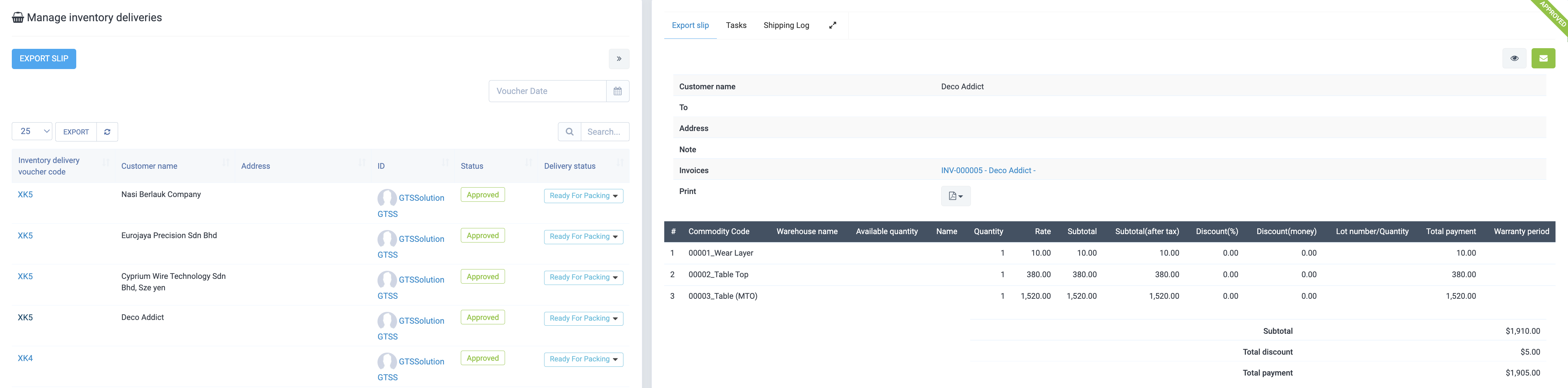 Delivery Note Management