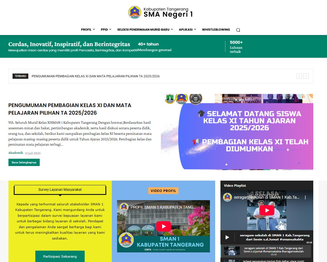 SMAN 1 Kabupaten Tangerang - Sekolah Negeri Unggulan Akreditasi A